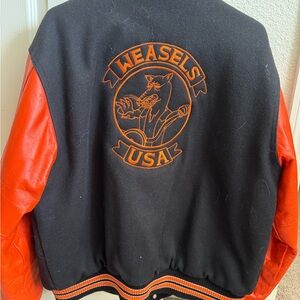 Weasels USA Black and Orange Varsity Jacket
